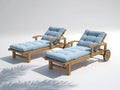 Tumbonas de madera 200x72x92 cm - Madera natural y azul claro - Pack de 2 con ruedas y respaldo ajustable - Diseño clásico para jardín y piscina