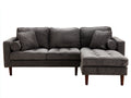 Sofás de esquina tapizados en pana 235x155x86 cm - gris oscuro y marrón - diseño moderno con módulo extendido