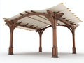 Pérgola de jardín de madera 400x300x250 cm - marrón madera-crema - techo con toldo de tela