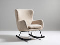 Mecedoras tapizadas 80x88x105 cm - Beige y negro - Tejido de textura rizada - Base curva de diseño moderno para salón y dormitorio