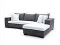Sofás de esquina tapizados 275x175x86 cm - Gris oscuro y blanco - Chaise longue integrada - Diseño moderno para salón