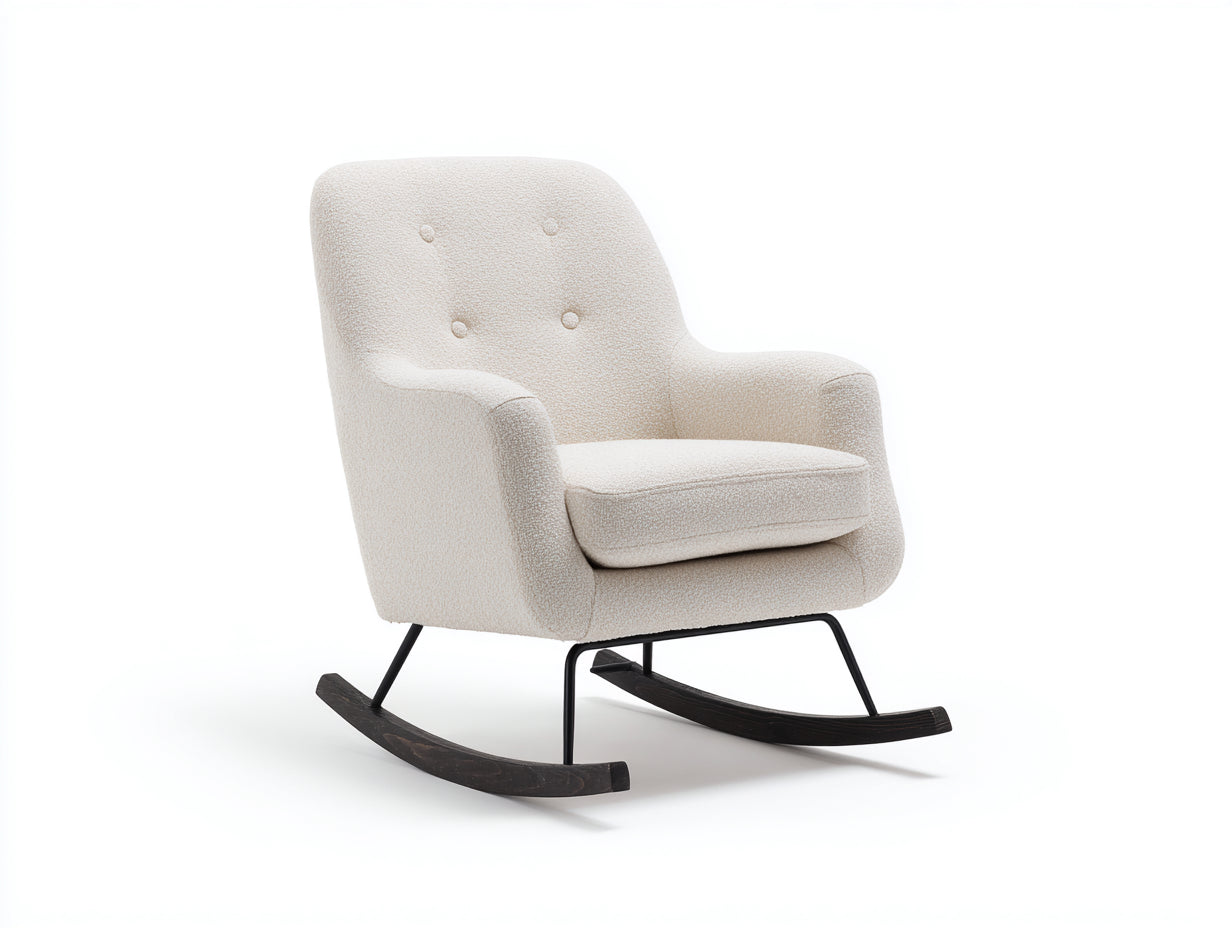 Mecedoras tapizadas en tejido borreguito 82x72x94 cm - crema negro y marrón oscuro - diseño clásico moderno