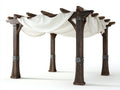 Pérgola de jardín de madera 380x300x250 cm - marrón oscuro con toldo blanco - estilo rústico decorativo