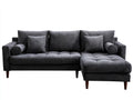 Sofás de esquina tapizados 285x165x82 cm - gris oscuro-marrón madera - diseño acanalado con módulo alargado