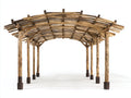Pérgola de jardín de madera 500 x 300 x 250 cm - Madera envejecida y marrón oscuro - Techo arqueado de listones rústicos