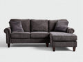 Sofás de esquina de pana 270x170x86 cm - gris oscuro-marrón - chaise longue para salón