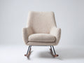 Mecedoras tapizadas en tejido bouclé 78 x 90 x 98 cm - Crema negro y madera oscura - Diseño envolvente con patines curvos