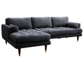 Sofás de esquina tapizados 285x170x88 cm - Gris antracita - Tejido acanalado con chaise longue integrada - Diseño moderno para salón