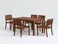 Conjuntos de comedor de jardín de madera 160x90x75 cm - marrón natural - mesa rectangular con 5 sillas para exterior