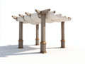 Pérgola de jardín de madera 300x300x250 cm - Marrón natural y beige - 4 postes acanalados y cubierta textil ondulada - Diseño clásico para terraza y patio