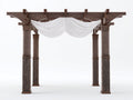Pérgola de jardín de madera maciza 340x220x240 cm - marrón oscuro-blanco - cubierta textil para terraza y patio