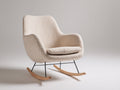 Mecedoras tapizadas en tejido de rizo 78 x 90 x 96 cm - Crema negro y madera natural - Diseño envolvente con patines curvos