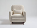 Mecedoras tapizadas 92x88x90 cm - blanco roto-marrón madera - diseño acolchado con base curva