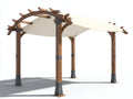 Pérgola de jardín de madera y tejido 400 x 300 x 250 cm - Marrón oscuro y crema - Cubierta textil arqueada de estilo rústico
