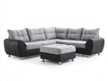 Sofás de esquina tapizados en tela 260x260x86 cm - gris claro gris oscuro y plata - diseño moderno con reposapiés