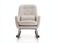 Mecedoras tapizadas en tejido 78 x 90 x 105 cm - Crema negro y madera oscura - Respaldo alto con apoyo lumbar