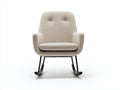 Mecedoras tapizadas 78x86x100 cm - Beige negro y madera oscura - Respaldo abotonado y patines curvos - Diseño moderno para salón y dormitorio